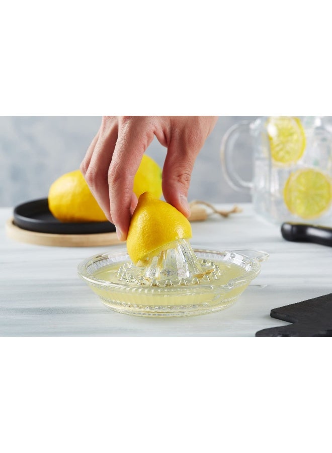 DESTALYA Lemon Squeezer | Citrus Juicer Hand | Crystal Reamer, Manual Extractor with Handle | Pour Spout for Fresh Fruit Juice Lime Orange | Heavyweight Clear Glass - Image 2